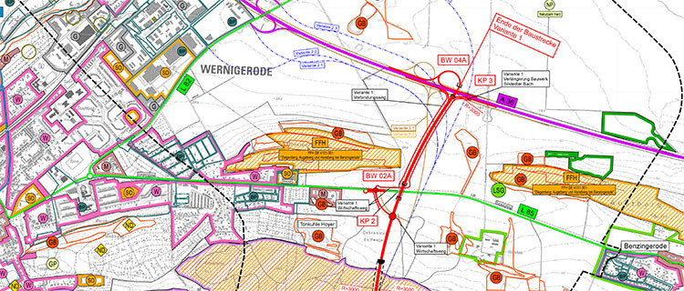 Kartenausschnitt Ortsumgehung Wernigerode
