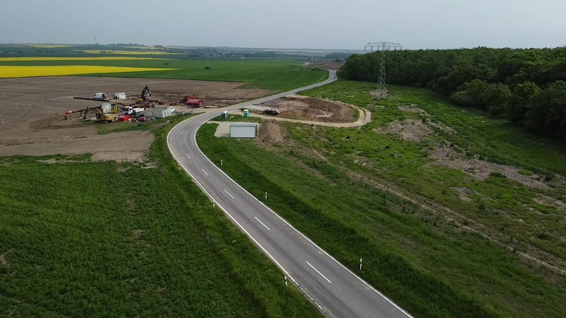 Drohnenaufnahme über die Baustelle der L 205
