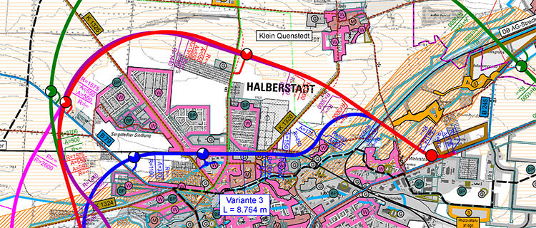 Kartenausschnitt Ortsumgehung Halberstadt