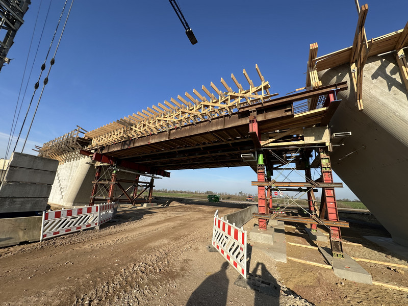 Traggerüst eines Überbaus einer Brücke