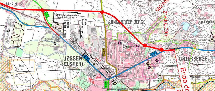 Kartenausschnitt Ortsumgehung Jessen-Mühlanger