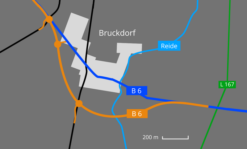 Geplanter Verlauf der Ortsumgehung Bruckdorf 