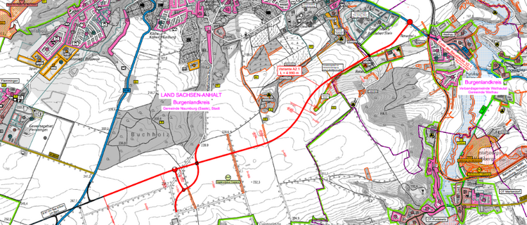 Kartenausschnitt Ortsumgehung Naumburg