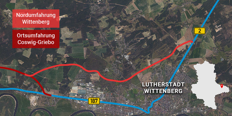 Verlaufsskizze der Nordumgehung Wittenberg