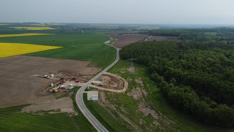 Drohnenaufnahme über die Baustelle der L 205
