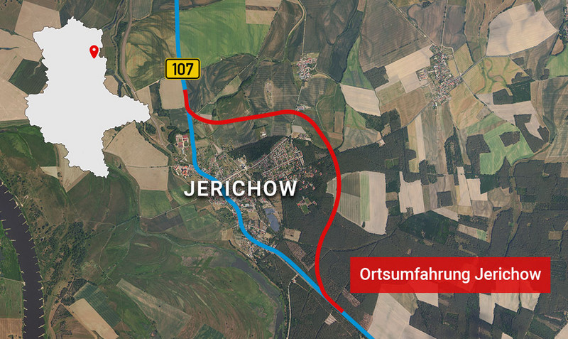 Verlaufsskizze der Ortsumgehung Jerichow