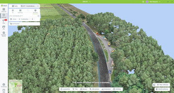 Screenshot aus dem BIM-Leitstand, zusehen ist die Bundesstraße 71, umgeben von Wald.