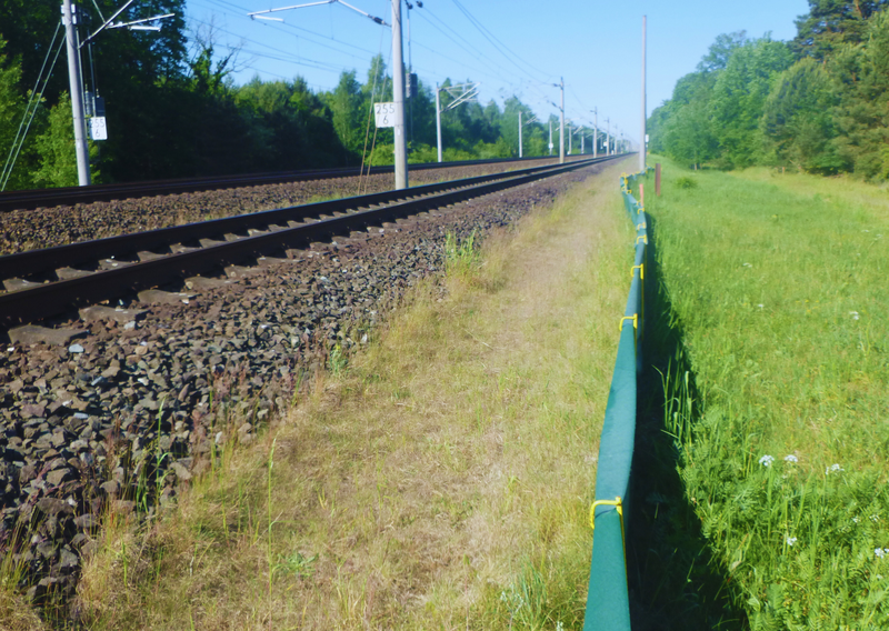 Amphibienschutzzäune entlang einer Bahntrasse