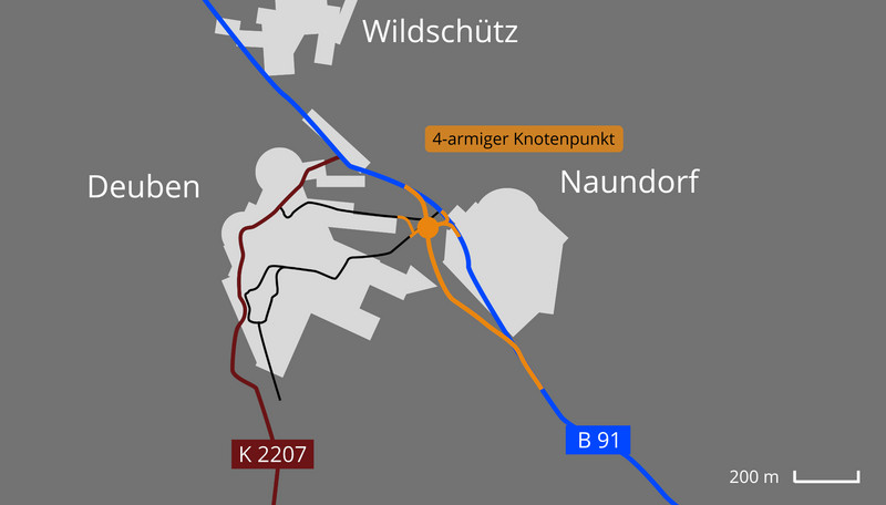 Skizze der Ortsumgehung Naundorf