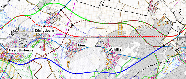 Kartenausschnitt Ortsumgehung Wahlitz-Menz-Königsborn-Heyrothsberge