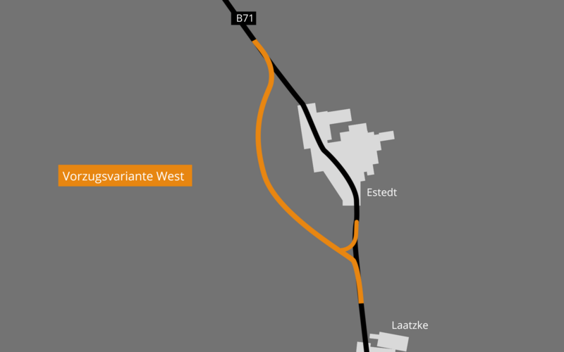 Linienführung im Westen der Ortsumgehung Estedt
