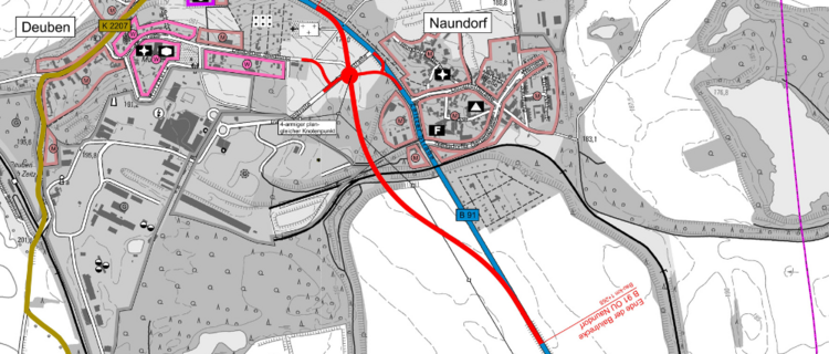 Kartenausschnitt Ortsumgehung Naundorf