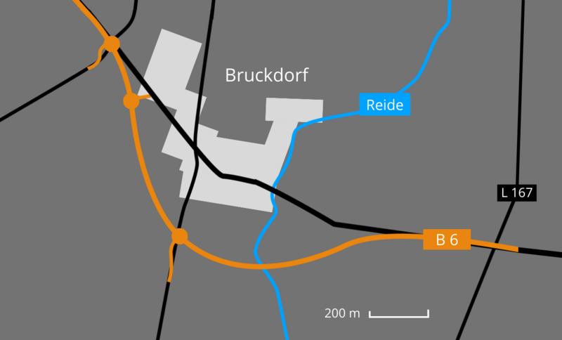 Geplanter Verlauf der Ortsumgehung Bruckdorf 